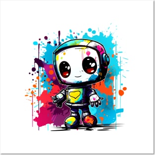 Cute cartoon Robot. Funny cyborg. Posters and Art